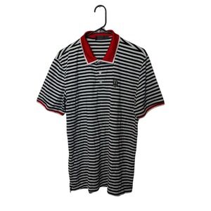 G/Fore Polo Shirt Mens Large Navy Red Striped Golf Stretch Performance Bellerive